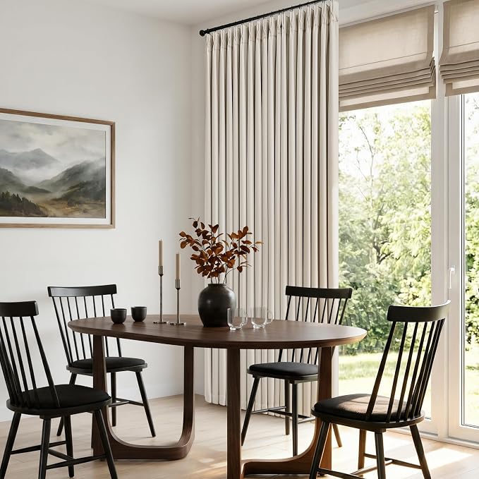 60 Inch Wide Pinch Pleated 100% Blackout Curtains 102 Inches Long, Natural | - Image 6