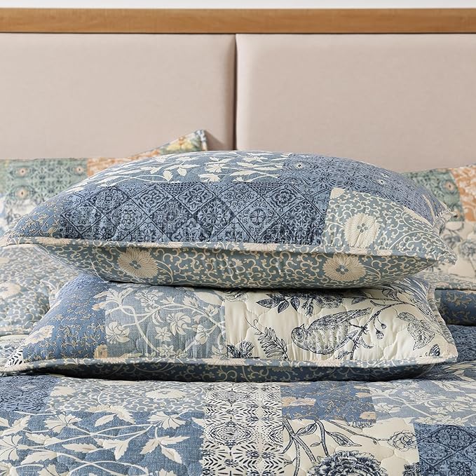 California King Quilt Set-3 Pieces Soft Bedspread Floral Patchwork Quilt | - Image 7