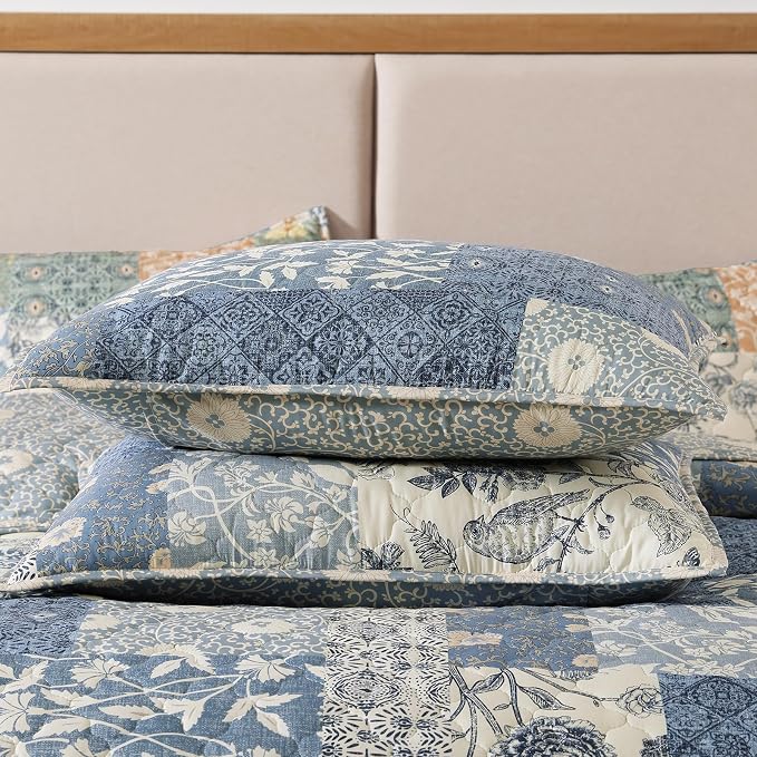Quilts Queen Size-3 Pieces Soft Queen Bedspread Floral Patchwork Quilt | - Image 5