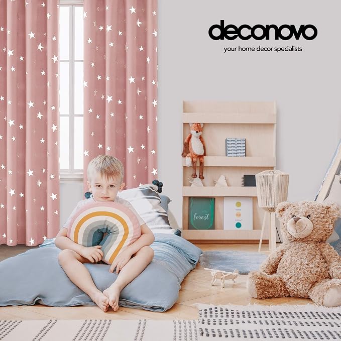 Deconovo Coral Pink Blackout Curtains 2 Panel Set - Image 5