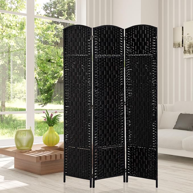 HOMCOM Room Divider 3-Panel, 6FT-Tall Folding Privacy Screen, Hand-Woven Design - Image 6
