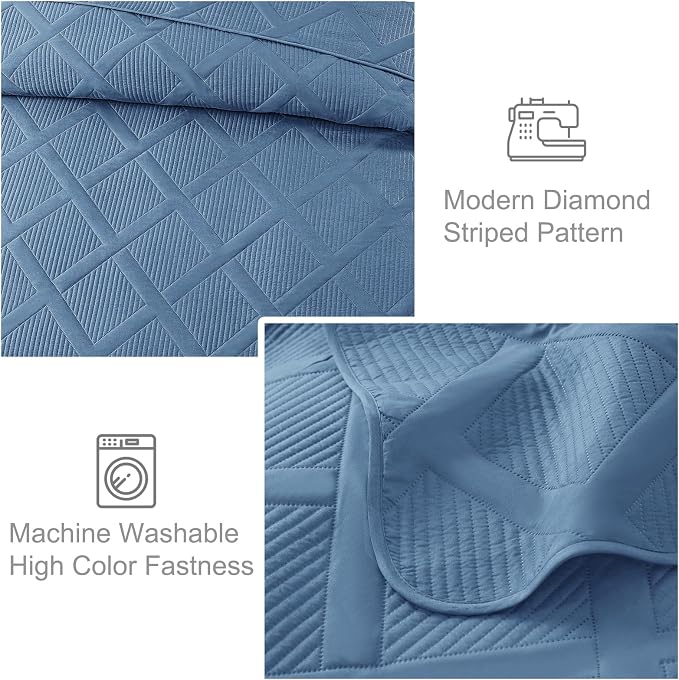 Exclusivo Mezcla California King Size Quilt, Modern Striped Pattern, - Image 3