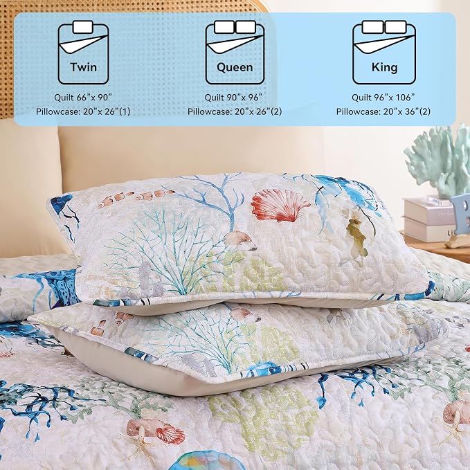 weigelia Coastal Quilt Bedding Set King Size - Image 6