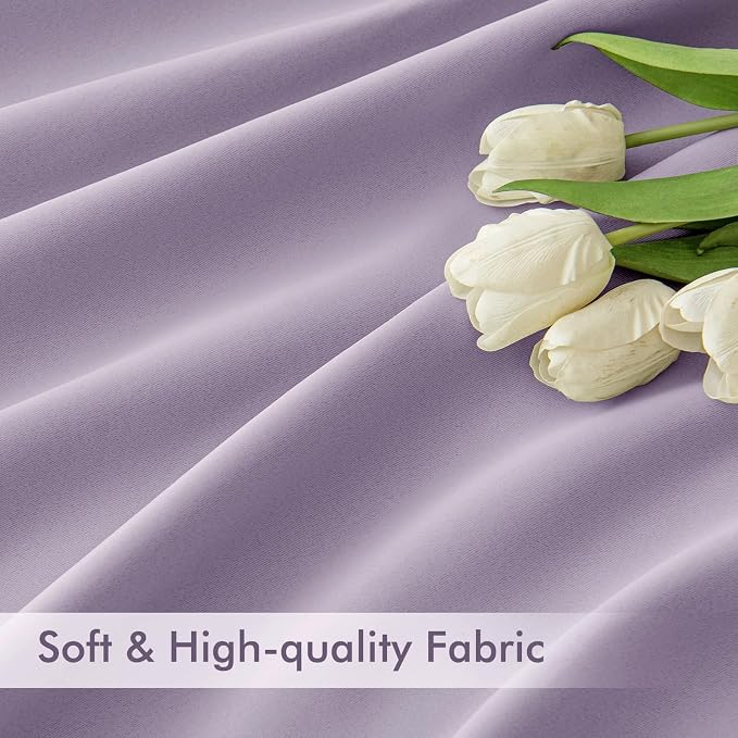 MIULEE Lilac Back Tab Blackout Curtains 52x90 Inch Long 2 Panels Set | Rod - Image 6