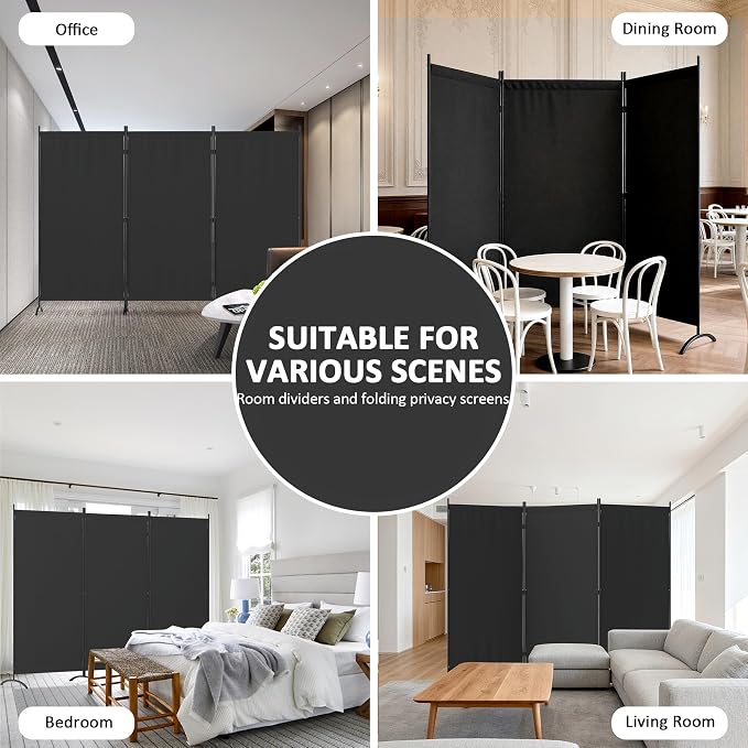 Room Divider 3 Panel Room Dividers and Folding Privacy Screens - Image 5