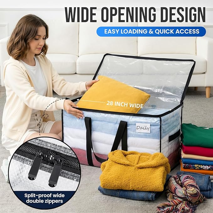 TAILI 2 Pack Clear Extra Large Moving Bags, Storage Bag - Image 4