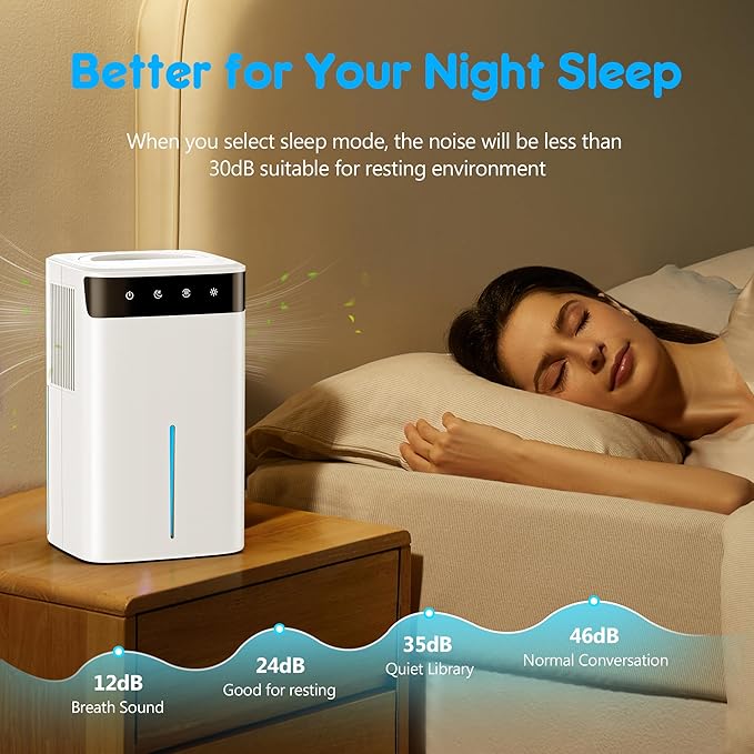 DEVERSE Max 5 Pints Smart Dehumidifier for Home/Bedroom/Basement, 600 Sq.Ft Coverage, with Drain Hose, Smart Humidity Control & Large Tank