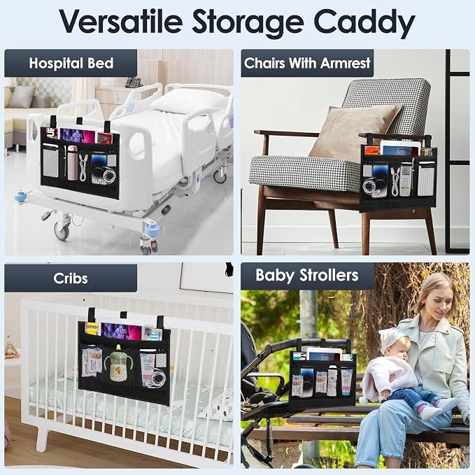 Bedside Caddy Storage Organizer, Hanging Storage Bag Pocket | Bunk/Hospital Beds - Image 6