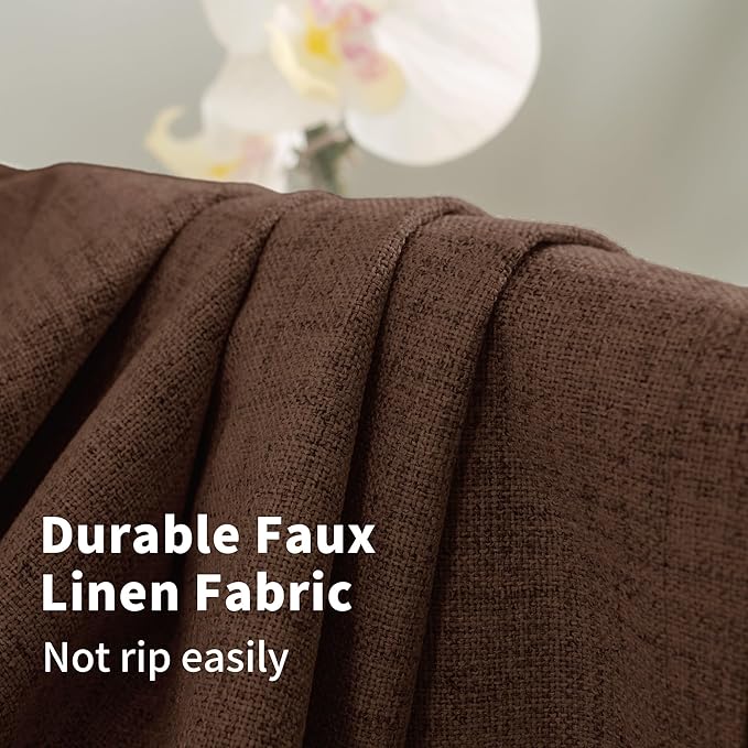 YoungsTex Brown Linen Blackout Curtains 45 Inch Length - Image 5