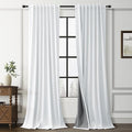 White Linen 100% Blackout Curtains 90 Inch Length 2 Panels Set Modern Textured by Guken