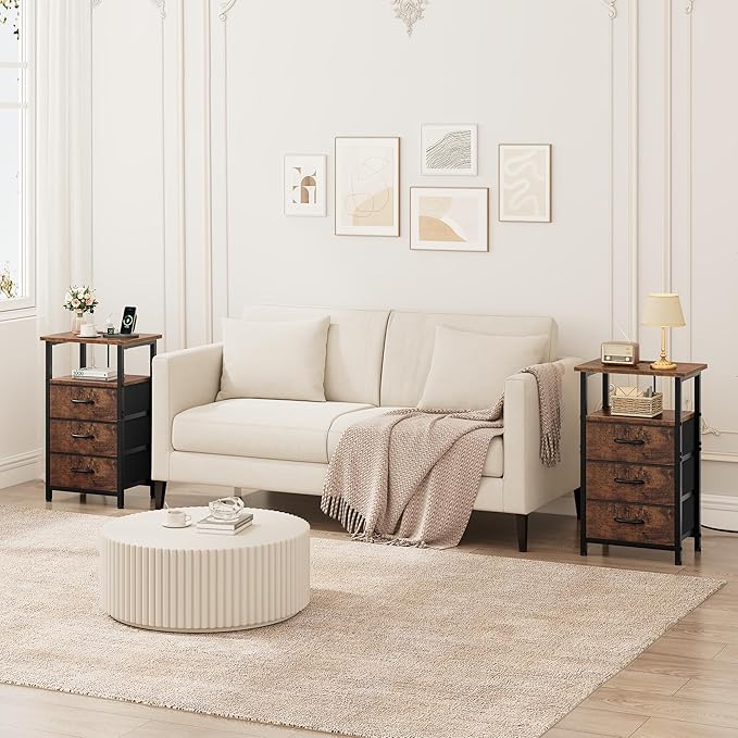 Nightstand with Charging Station, Bedside Table with USB Ports and Outlet - Image 5