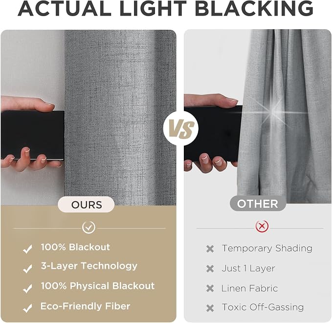 Joydeco Blackout Curtains 90 Inches Long 2 Panels Burg, Room Darkening Curtains - Image 6