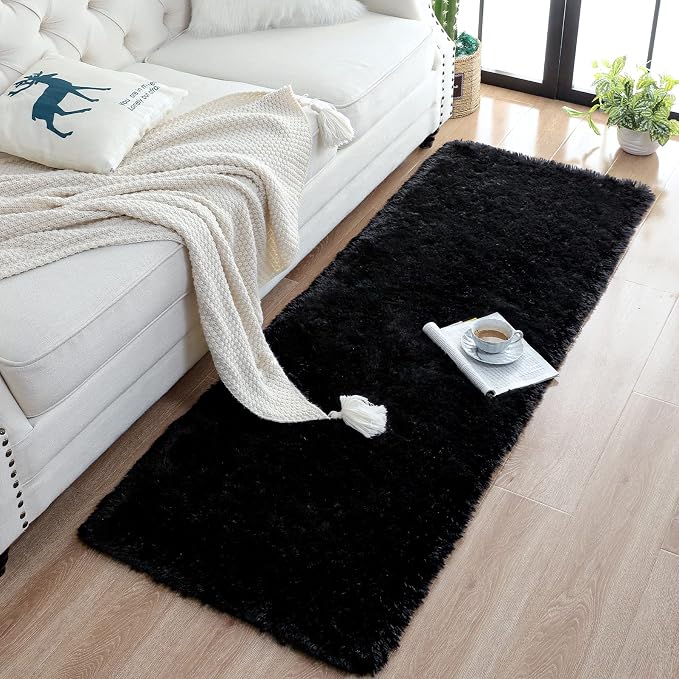 Chicrug Soft Runner Rugs for Bedroom Living Room Plush Fluffy Rug 3x8 | Shag - Image 4