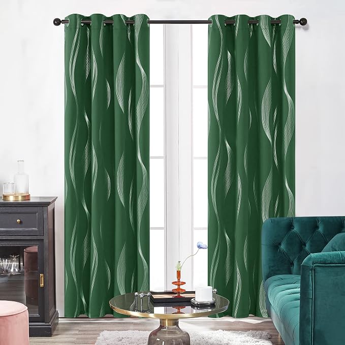 Deconovo Curtains for Living Room, Pattern Blackout Curtains 63 Inches Long | - Image 2
