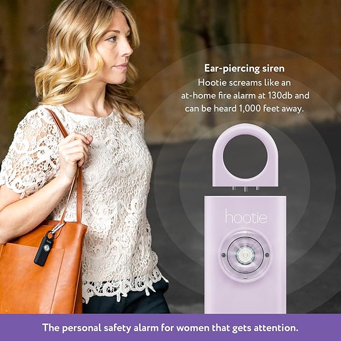 Hootie Personal Safety Alarm for Women, Men, & Kids - Keychain Alarm, Self Defense Strobe & Siren, Security Siren Keychain with 130dB Self Defense Siren & Strobe Light - Black