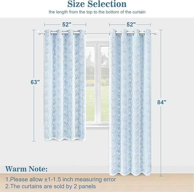 Yinhua Blue Curtains for Living Room Blackout Curtains for Bedroom 84 Inches - Image 8
