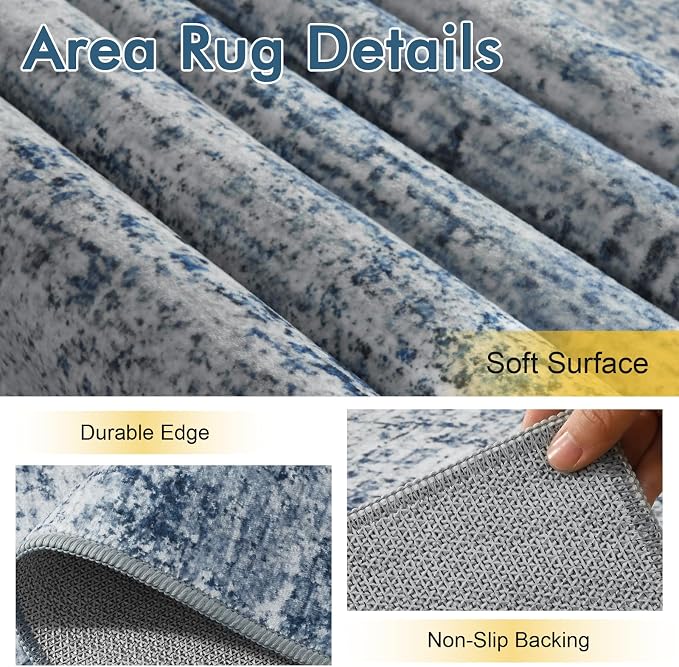 5x7 Ft Area Rugs for Living Room, Soft Non-Slip Washable Rugs Modern Abstract - Image 6