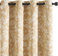 jinchan Brown Floral Blackout Curtains 84 Inch Farmhouse Grommet 2 Panels | by JINCHAN