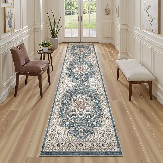 cotiled 2x6 Hallway Runner Rug for Entryway, Non-Slip Vintage, Vintage Blue | - Image 4