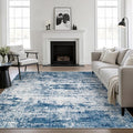 Area Rug Living Room: 5x5 Modern Washable Indoor Soft Carpet Blue | by FXRHLP