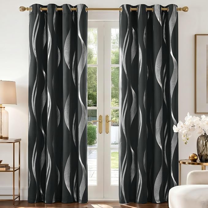 Deconovo Curtains for Living Room, Pattern Blackout Curtains 63 Inches Long | by Deconovo