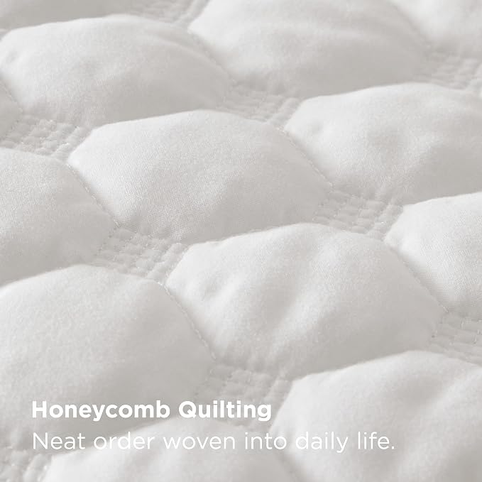 Bedsure Quilts Queen Size, Classic Honeycomb Quilting Comforter Set White | - Image 3