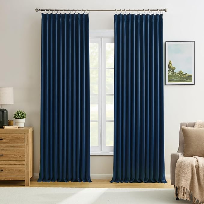 Navy Blackout Curtains 72 Wide x 84 inch Long 2 Panels by KEQIAOSUOCAI