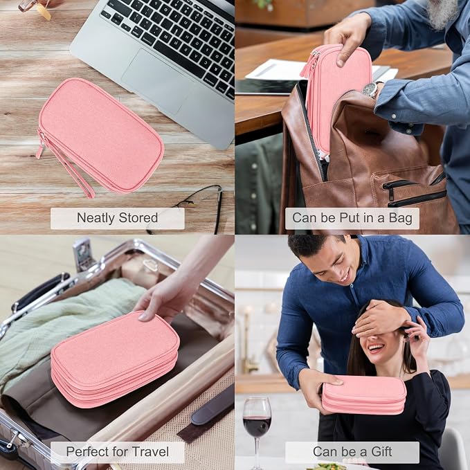 FYY Electronic Organizer, Travel Tech Pouch Bag, Cable Organizer Pink | Wrist - Image 7