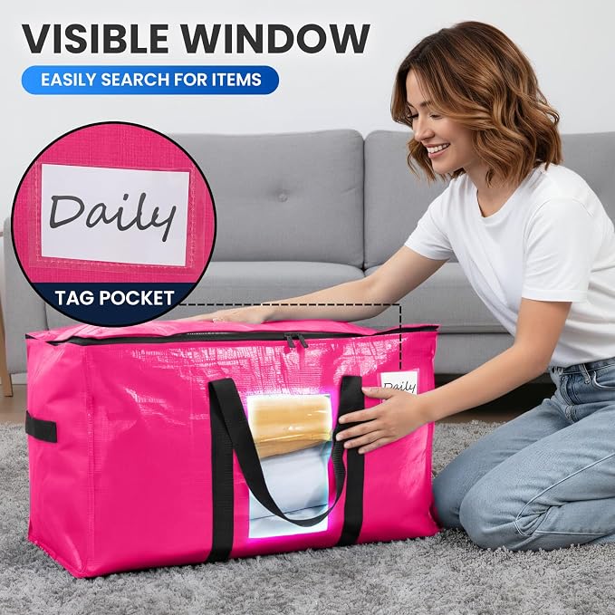TAILI 4 Pack Pink Extra Large Moving Bags, Storage Bags - Image 5