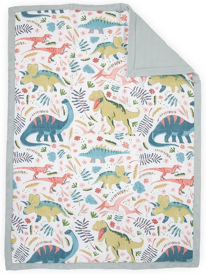 Little Unicorn Toddler Bedding 3-Piece Set | Super Soft & Breathable Muslin Fabric | for Convertible Cribs & Toddler Beds (Boho Dino)