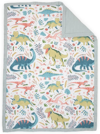 Little Unicorn Toddler Bedding 3-Piece Set | Super Soft & Breathable Muslin Fabric | for Convertible Cribs & Toddler Beds (Boho Dino)