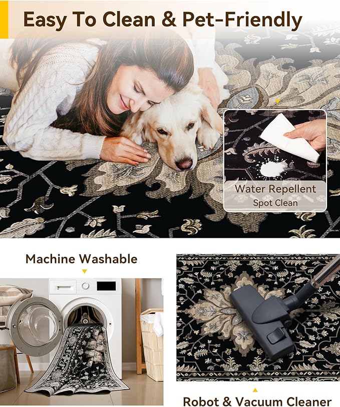 RELEANY Washable Area Rug, Runner 3'x12', Water Repellent, Pet Friendly - Image 4