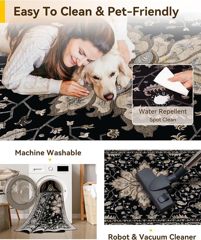 RELEANY Washable Area Rug, Runner 2'x9', Water Repellent, Pet Friendly - Image 3