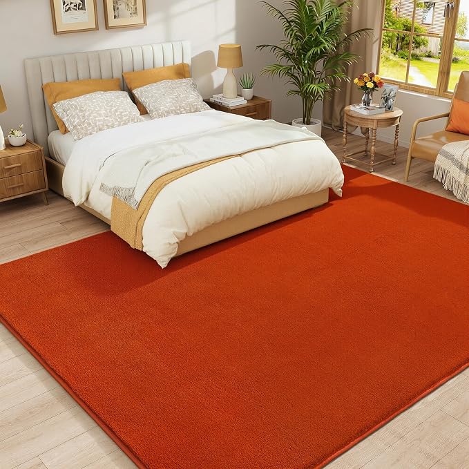 Modern Area Rug for Bedroom Living Room, 4x6 Orange Memory Foam Rug | Thickened - Image 6