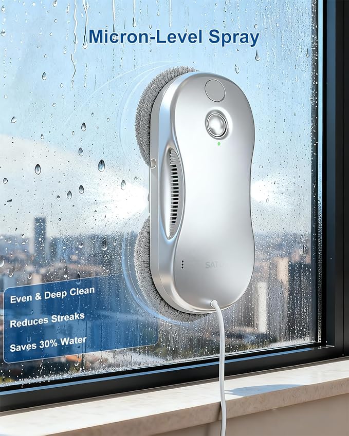 JSDROBOT S9PRO Window Cleaning Robot,Window Cleaner Robot with Portable Station Suitable for Stubborn Stains Intelligent Path Planning Automatic Dual Water Spray Edge Detection