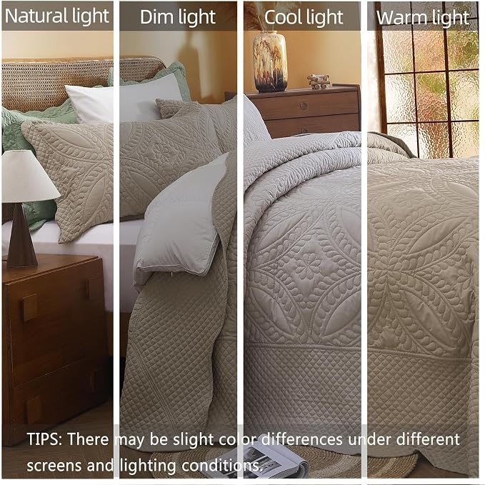 Cmfshape Oversize King Bedspread 120"x120", 3 Piece California King Quilt Set - Image 5