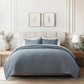 EVERGRACEHOME Cotton Gauze Matelassé Coverlet, King Size, Dusty Blue | Ultra by EVERGRACEHOME