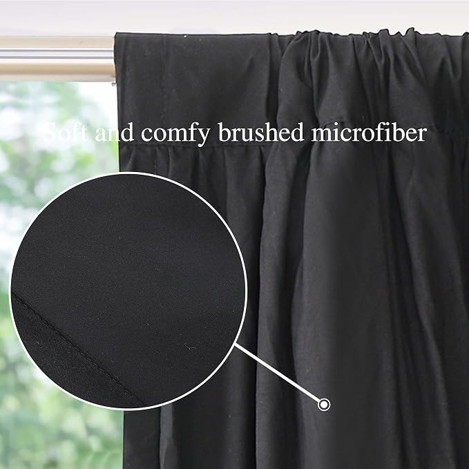 Boho Thermal Insulated Blackout Window Curtains Black | Ruched Window Treatments - Image 5