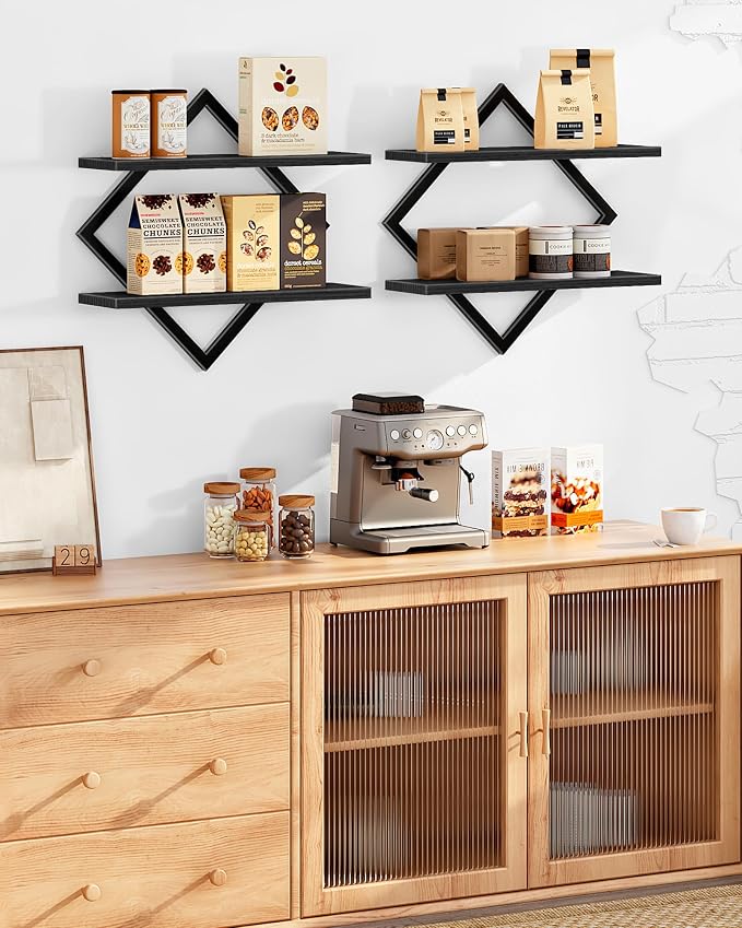 Floating Shelves, 2-Tier Hanging Shelves, Wall Shelf Set of 2, Wall Mounted - Image 3