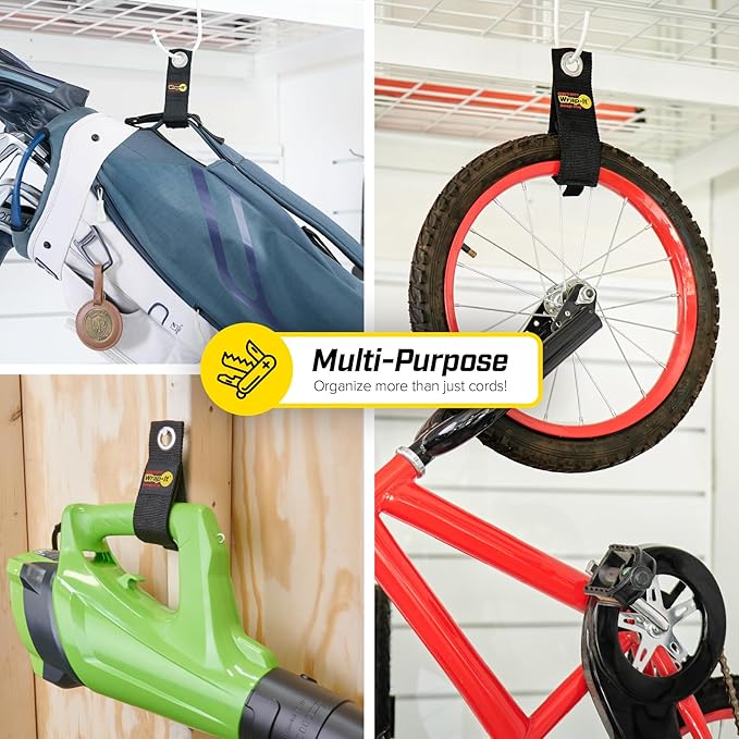 Heavy-Duty Wrap-It Storage Straps (Assorted 12 Pack) - Hanging Extension Cord Organizer for Cable Management and Storage on Garage Wall, RV Gadgets and Appliances