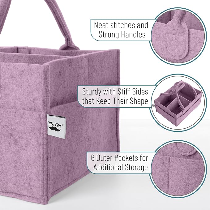 Mr. Pen- Baby Diaper Caddy Organizer, Orchid Mist | Nursery Storage Bin and Car - Image 3