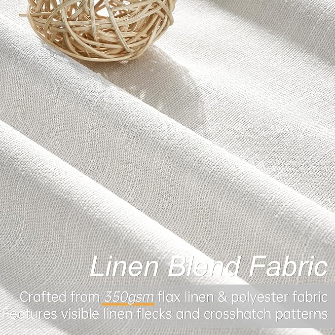 Topfinel Snow White 100% Blackout Linen Curtains - Image 2