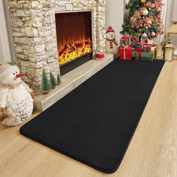 Modern Soft Hallway Runner Rug, 2x10 Feet Washable Long Runner Rugs | Black - Image 6