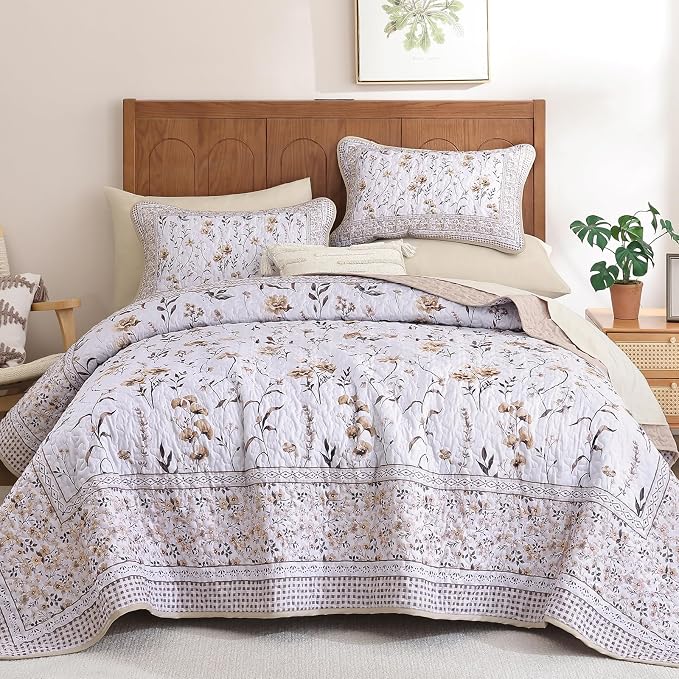 WONGS BEDDING Floral Quilt Set King - Image 8