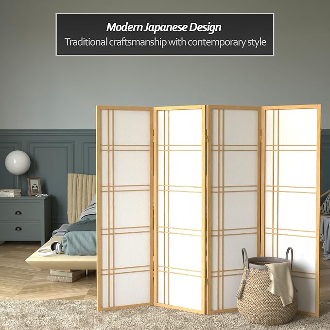 Oriental Furniture 5 ft. Tall Double Cross Shoji Screen - Image 2