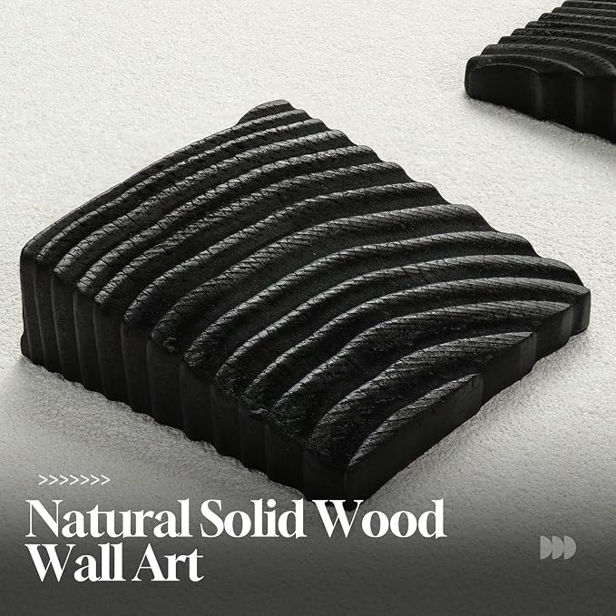 Cuspin Large 3D Wood Wall Art for Living Room, Minimalist Black and White - Image 2