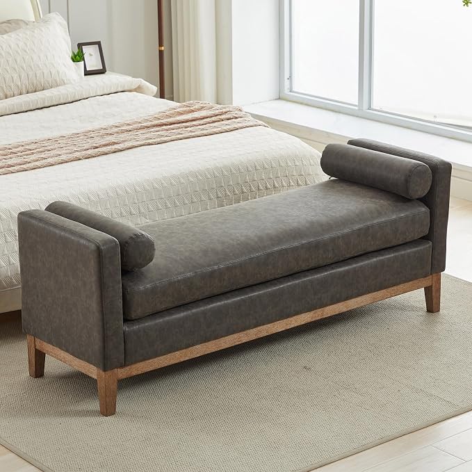 65.6" End of Bed Bench Vegan Leather by Aortzio