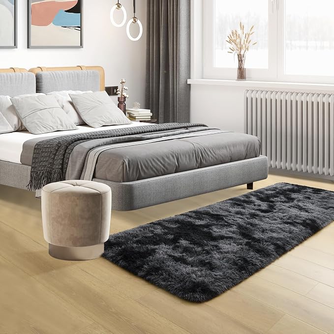 Fluffy Runner Rugs for Bedroom Aesthetic 2x6 Feet, Shag Soft Bedside Rug - Image 7
