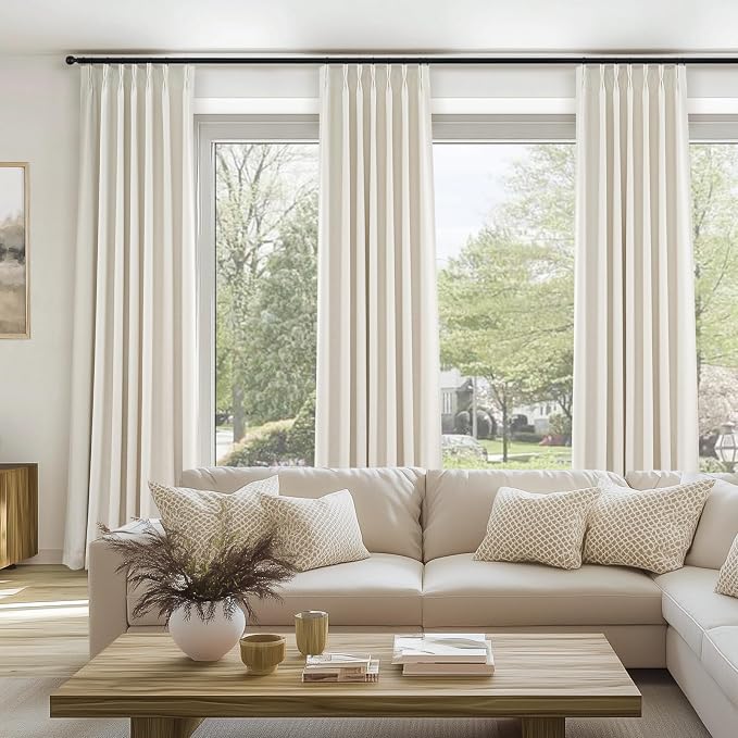 100 Inches Long 100% Blackout Brich Linen Curtains, Farmhouse Pinch Pleated - Image 8