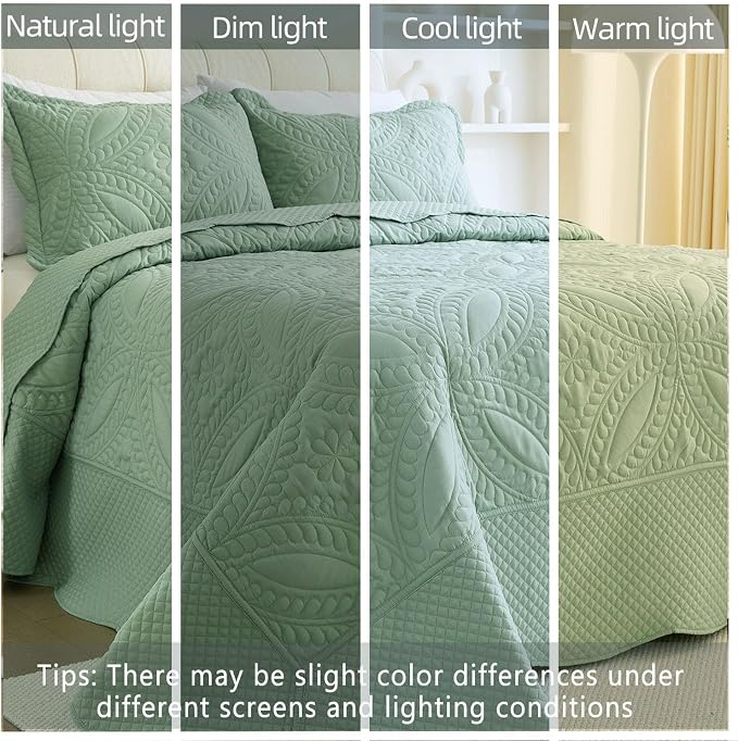 Cmfshape Oversize King Bedspread 120"x120", 3 Piece California King Quilt Set - Image 4